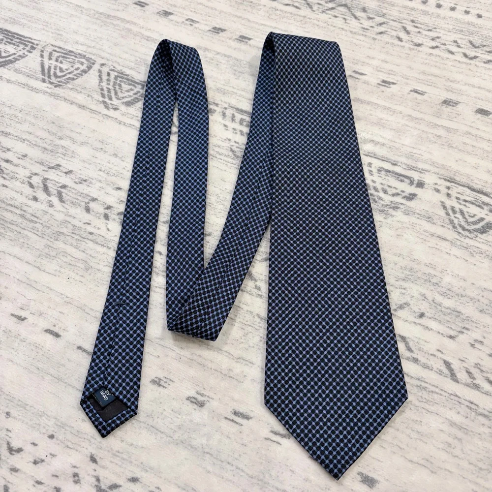 Polo Ralph Lauren Silk Tie Vintage Handmade Black Geometric Luxury USA Classic - Picture 3 of 6